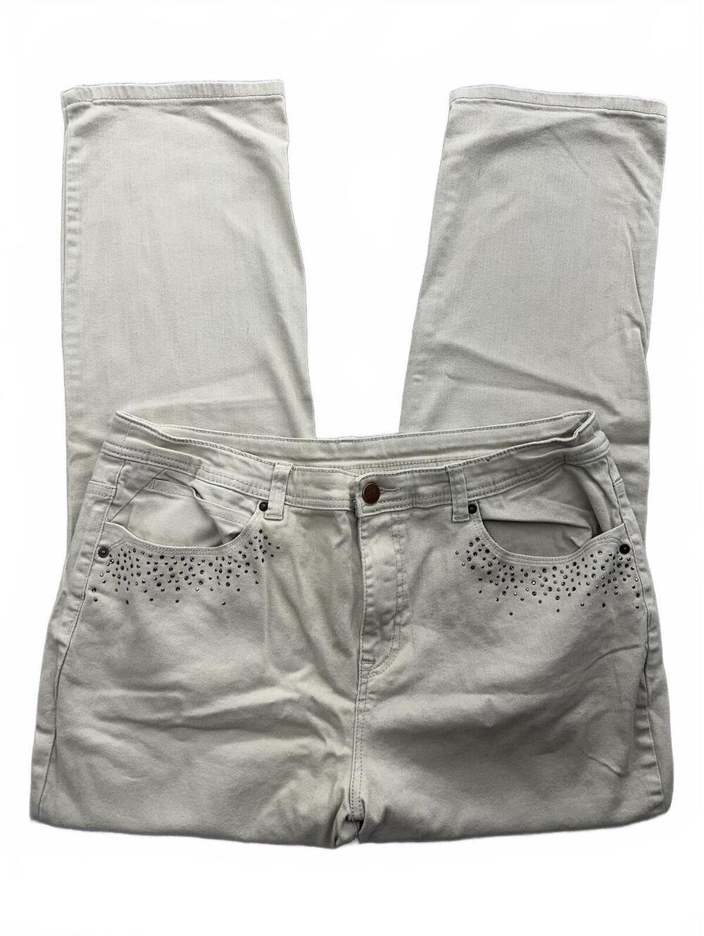 Christopher & Banks White Studded Straight Leg Jeans